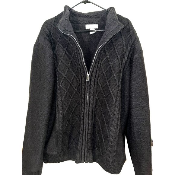 Tricots St Raphael Black Full-Zip Sweater XL 100% Acrylic Shell Polyester Lining - Picture 3 of 4